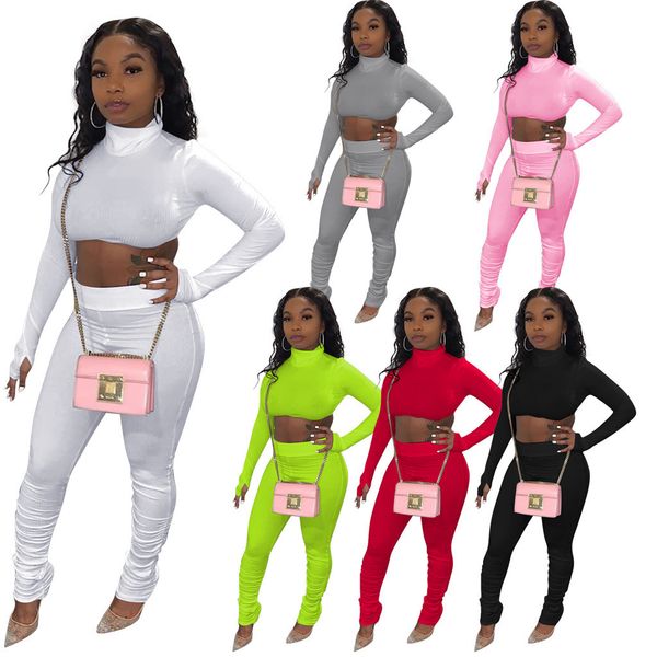 2020 women solid color 2 piece sets thread high collar pullover + trouser leg pleated long-sleeved pants two-piece suit autumn, White
2020 women solid color 2 piece sets thread high collar pullover + trouser leg pleated long-sleeved pants two-piece suit autumn, White