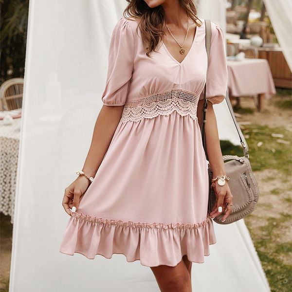 2021 new spring v neck ruffle women casual half sleeve lace patchwork holiday beach female summer elegant mini party vestidos qh5q, Black;gray
2021 new spring v neck ruffle women casual half sleeve lace patchwork holiday beach female summer elegant mini party vestidos qh5q, Black;gray