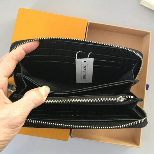 888 fashion designer clutch genuine leather wallet with box 60015 60017, Red;black