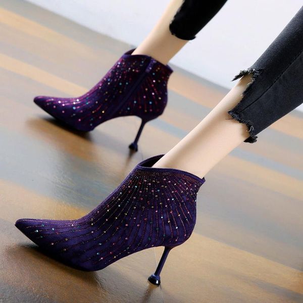 ankle boot women high thin heel rhinestone pointed side zipper boot 2020 winter new cotton-padded shoes woman1, Black
ankle boot women high thin heel rhinestone pointed side zipper boot 2020 winter new cotton-padded shoes woman1, Black