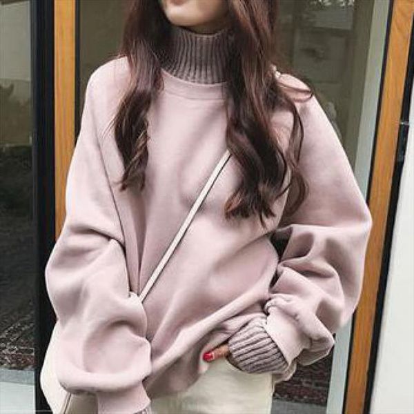 autumn and winter fashion high collar plus velvet warm sweater korean version of the loose long sleeved womens sweater, White;black
autumn and winter fashion high collar plus velvet warm sweater korean version of the loose long sleeved womens sweater, White;black