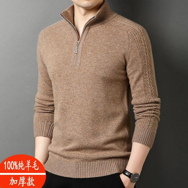 wool thickened sweater men's half zipper high collar pullover sweater middle-aged and young men's winter new, White;black
wool thickened sweater men's half zipper high collar pullover sweater middle-aged and young men's winter new, White;black