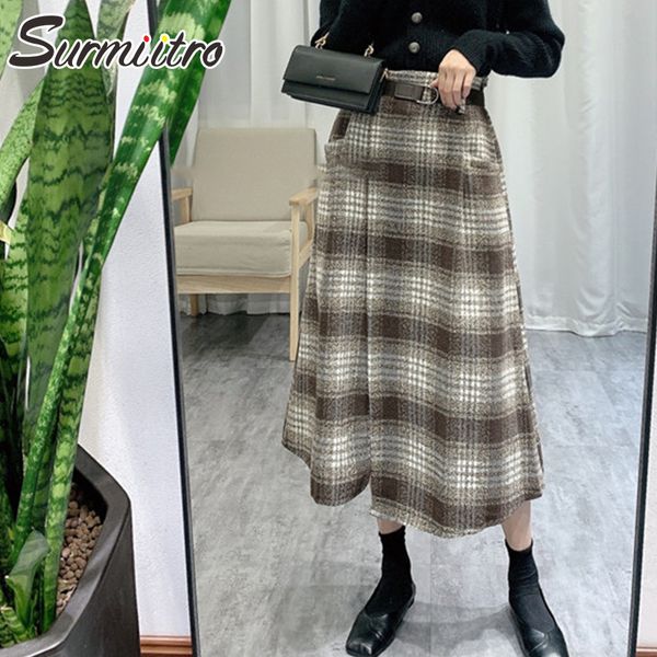 surmiitro 2020 autumn winter women korean style super quality black khaki plaid woolen high waist midi female skirt y1214
surmiitro 2020 autumn winter women korean style super quality black khaki plaid woolen high waist midi female skirt y1214