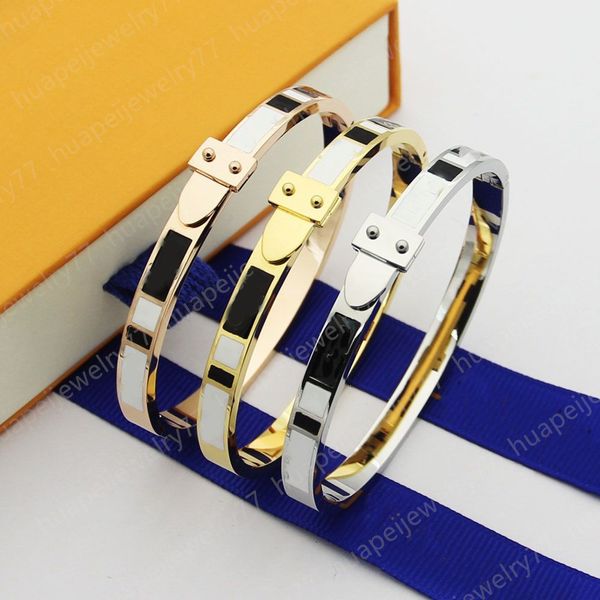 fashion women stainless steel bracelets designers men cuff bracelet lovers flower wedding jewelry three color, White
fashion women stainless steel bracelets designers men cuff bracelet lovers flower wedding jewelry three color, White