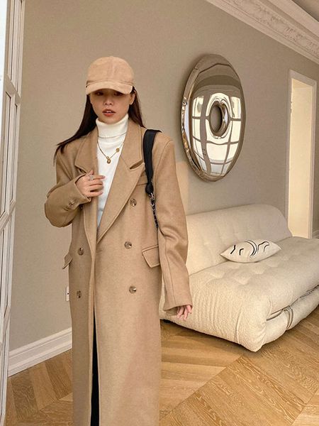 jinsu khaki women's winter korean thickened suit mid long wool coat fashion, White;black
jinsu khaki women's winter korean thickened suit mid long wool coat fashion, White;black