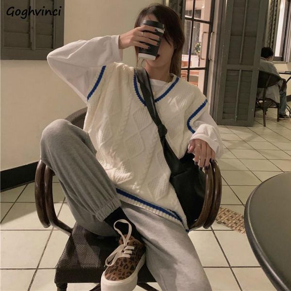 sweater vest women oversize streetwear bf patchwork loose casual v-neck knitted twist preppy style students teens new design hot, Black;white
sweater vest women oversize streetwear bf patchwork loose casual v-neck knitted twist preppy style students teens new design hot, Black;white