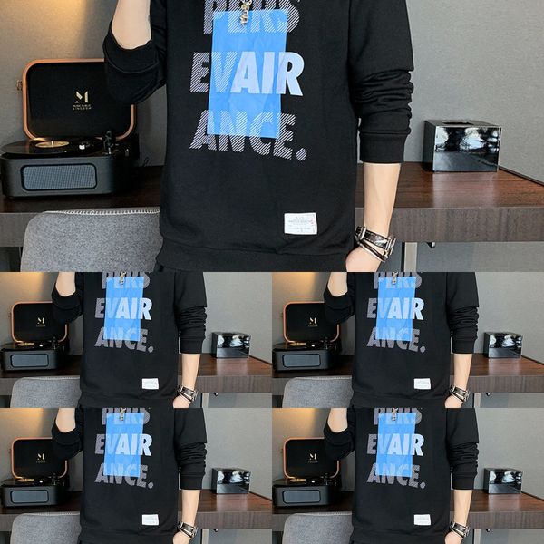 men's new spring and autumn bottoming t-shirt for men's t-shirt with round neck and loose korean style r4nn2, Black
men's new spring and autumn bottoming t-shirt for men's t-shirt with round neck and loose korean style r4nn2, Black