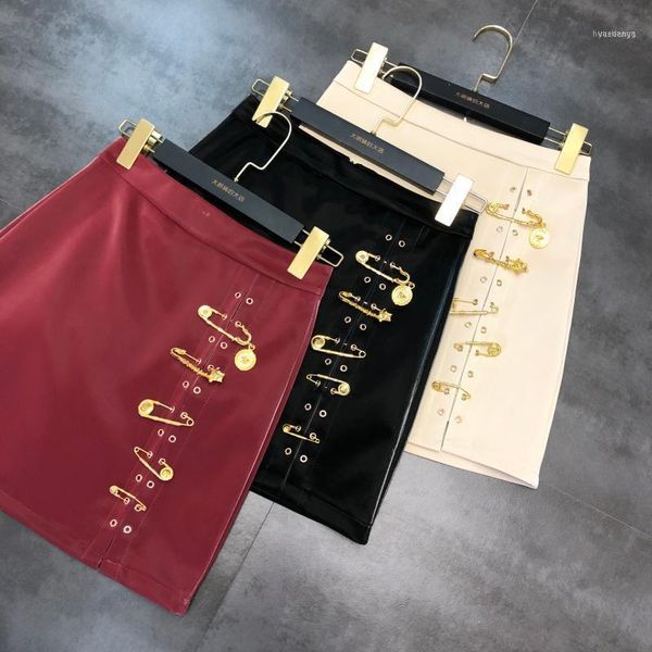 new spring fall metal pin button a-line skirt women's high waist pu leather short skirts11, Black
new spring fall metal pin button a-line skirt women's high waist pu leather short skirts11, Black