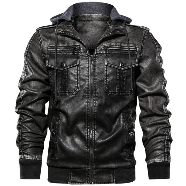 men's hooded leather jackets coats motocycle pu jacket for men brand clothing faux leather jacket autumn winter casual outerwear, Black
men's hooded leather jackets coats motocycle pu jacket for men brand clothing faux leather jacket autumn winter casual outerwear, Black