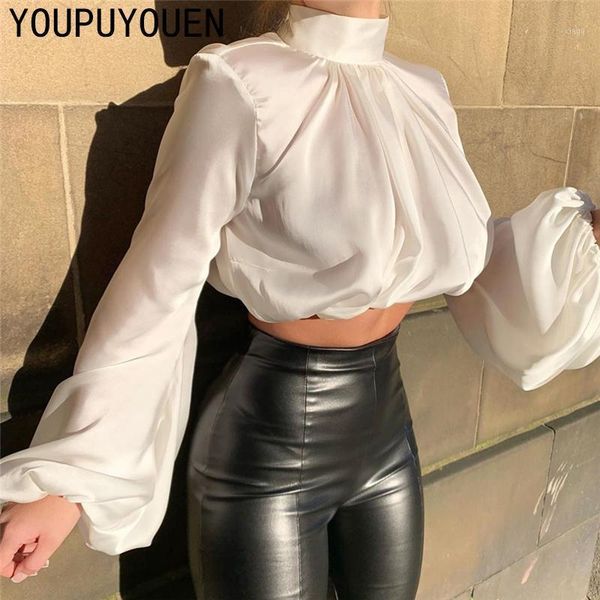 women high-quality satin crop lantern long sleeves elegant blouse 2020 autumn new fashion white black turtle neck shirt fall1
women high-quality satin crop lantern long sleeves elegant blouse 2020 autumn new fashion white black turtle neck shirt fall1