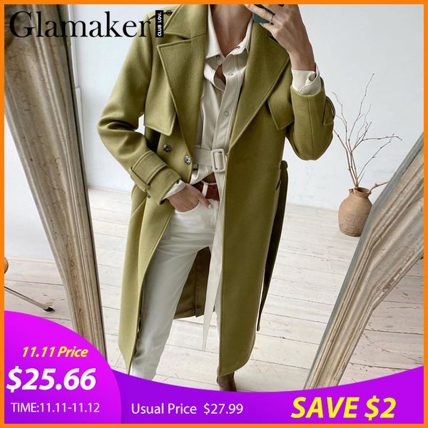 glamaker pocket bandage solid color warm overcoat winter autumn elegant long jacket 2020 women fashion coat green gray outwear c1111, Black
glamaker pocket bandage solid color warm overcoat winter autumn elegant long jacket 2020 women fashion coat green gray outwear c1111, Black
