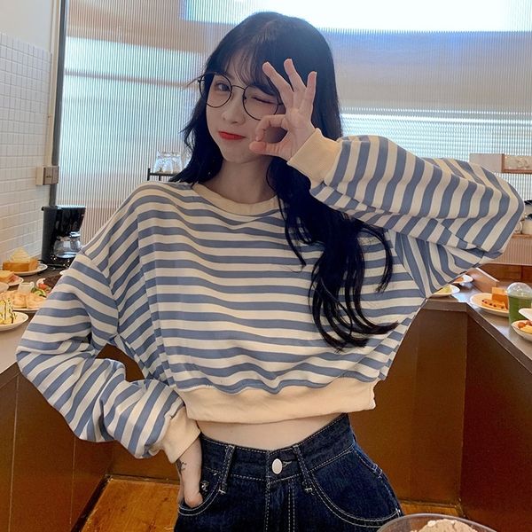 fzbfi yaya striped pulloverwith sweater women's spring and autumn student thin loose korean pullover pullover pullovert-shirt short nav, Black
fzbfi yaya striped pulloverwith sweater women's spring and autumn student thin loose korean pullover pullover pullovert-shirt short nav, Black