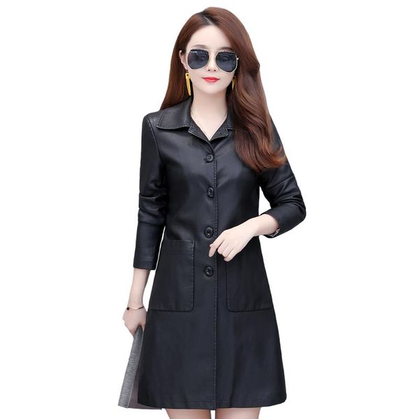 women's leather & faux spring autumn women jackets long black pu coats outerwear with big pockets plus size 4xl trench coat
women's leather & faux spring autumn women jackets long black pu coats outerwear with big pockets plus size 4xl trench coat
