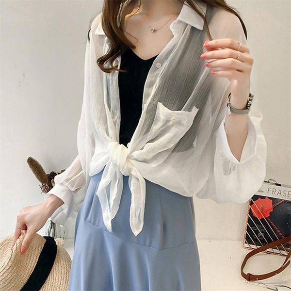 blouse summer new loose large size striped lantern sleeve chiffon shirt blouse super fairy sun cardigan thin coat, White
blouse summer new loose large size striped lantern sleeve chiffon shirt blouse super fairy sun cardigan thin coat, White