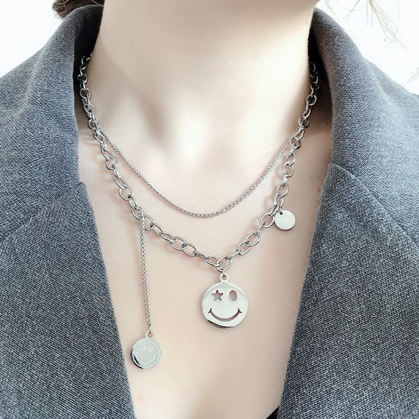face fashion double round necklaces network brand smiling love letter short thick collar chain sweater necklace, Silver
face fashion double round necklaces network brand smiling love letter short thick collar chain sweater necklace, Silver