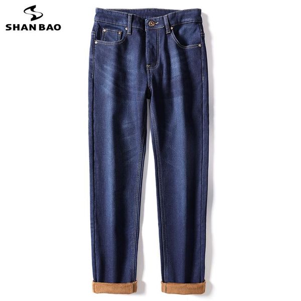 shan bao men's fitted straight winter jeans rivet button brand clothing cotton stretch fleece thick warm jeans, Blue
shan bao men's fitted straight winter jeans rivet button brand clothing cotton stretch fleece thick warm jeans, Blue