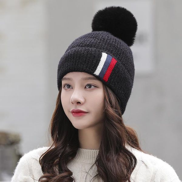beanie/skull caps 2021 winter hats women fashion knitted wool cap warm and thickened blue white red striped beanies big pompoms designer bon, Blue;gray
beanie/skull caps 2021 winter hats women fashion knitted wool cap warm and thickened blue white red striped beanies big pompoms designer bon, Blue;gray