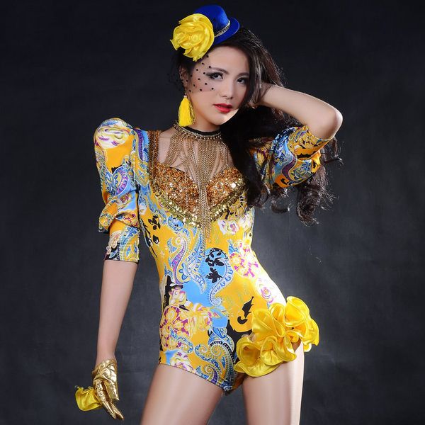 jazz dance costumes yellow fashion print bodysuit pole dancing clothes nightclub dj female hip hop outfit rave stage wear, Black;red
jazz dance costumes yellow fashion print bodysuit pole dancing clothes nightclub dj female hip hop outfit rave stage wear, Black;red