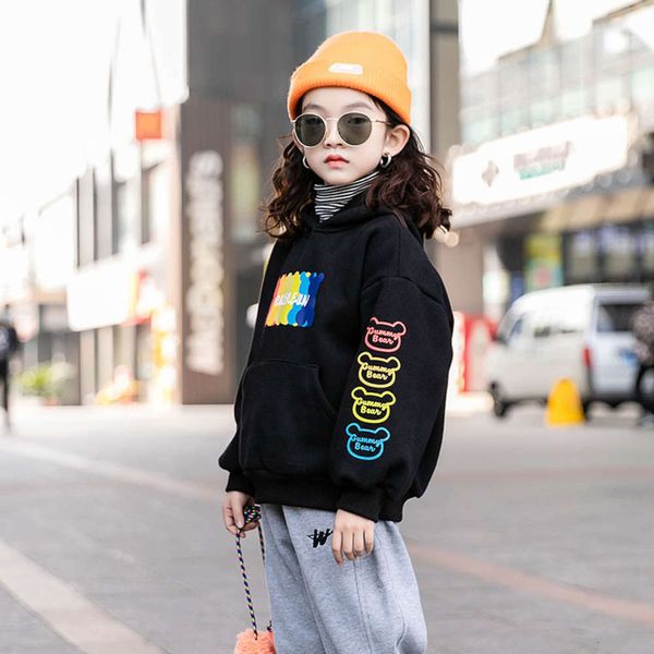 new winter girls' hooded sweater autumn 2020 middle school thickened hoodie children's foreign sle plush fashion lxv6, Black
new winter girls' hooded sweater autumn 2020 middle school thickened hoodie children's foreign sle plush fashion lxv6, Black