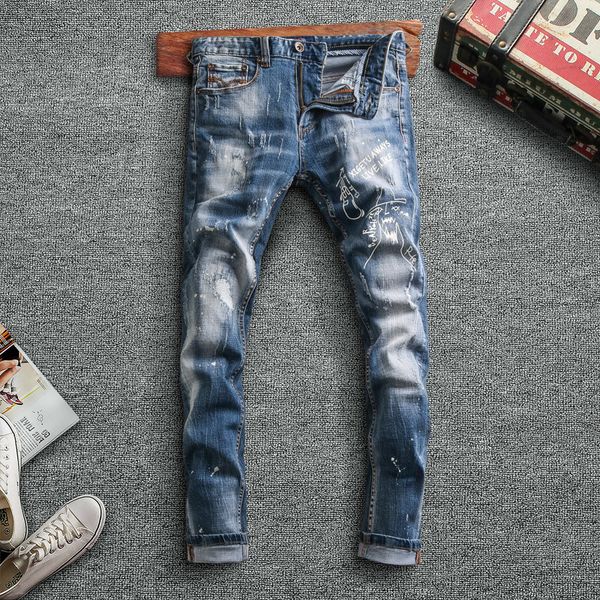 2021 new fashion streetwear men jeans retro blue elastic slim fit printed denim pants vintage designer hip hop long trousers ao
2021 new fashion streetwear men jeans retro blue elastic slim fit printed denim pants vintage designer hip hop long trousers ao