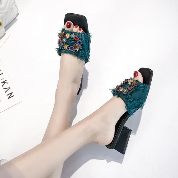 slippers thick square heel open toe female colorful crystal galdiator shoes summer woman slides 20211, Black
slippers thick square heel open toe female colorful crystal galdiator shoes summer woman slides 20211, Black