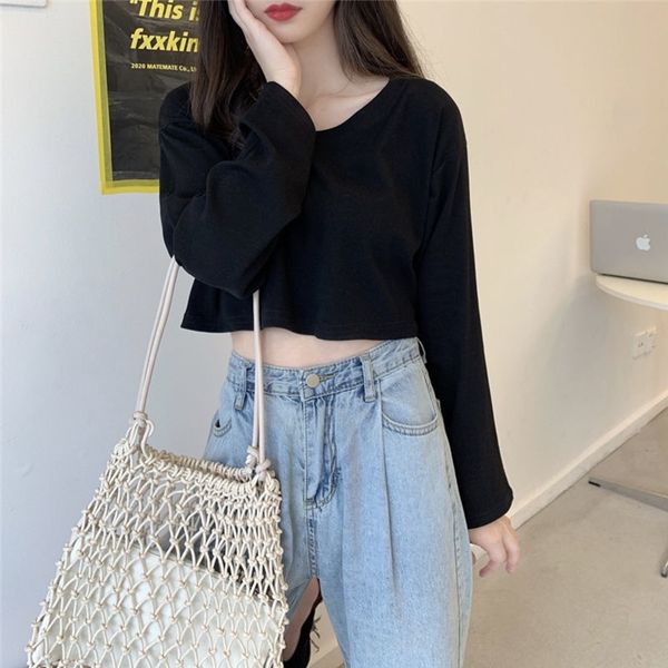 2020 new autumn coat t-shirt net red korean loose solid short navel basic long sleeve t-shirt women ins trend nv2jb, White
2020 new autumn coat t-shirt net red korean loose solid short navel basic long sleeve t-shirt women ins trend nv2jb, White