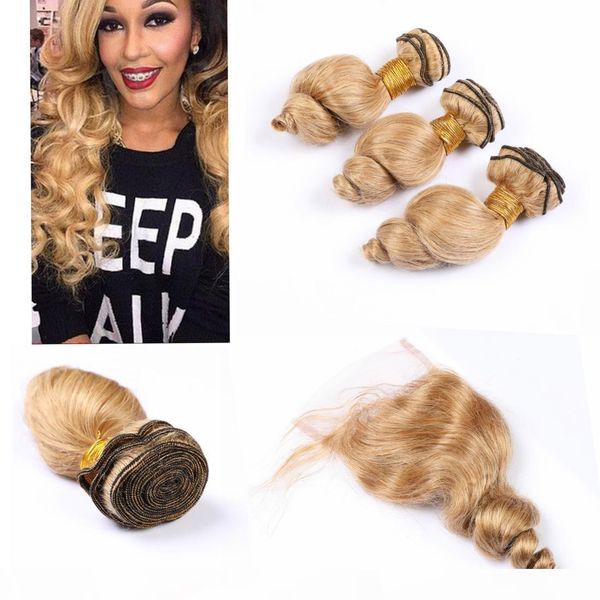 3 bundles blond brazilian hair bundles with 4" * 4" lace closure human hair blonde #27 color loose wavy, Black;brown
3 bundles blond brazilian hair bundles with 4" * 4" lace closure human hair blonde #27 color loose wavy, Black;brown