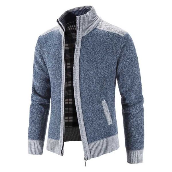 men's sweater coat fashion patchwork cardigan men knitted sweater jacket slim fit stand collar thick warm cardigan coats men 211221, White;black
men's sweater coat fashion patchwork cardigan men knitted sweater jacket slim fit stand collar thick warm cardigan coats men 211221, White;black