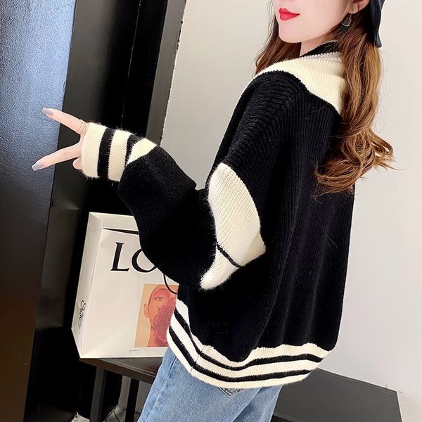 85ael knitted and spring cardigan autumn matching stitching coat sweater early autumn 2020 new european korean style loose lazy style sweate, White;black
85ael knitted and spring cardigan autumn matching stitching coat sweater early autumn 2020 new european korean style loose lazy style sweate, White;black