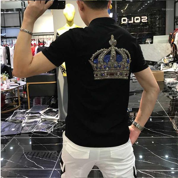 men's shirt summer men's cotton rhinestones crown shirt short sleeve brand clothing1, White;black
men's shirt summer men's cotton rhinestones crown shirt short sleeve brand clothing1, White;black