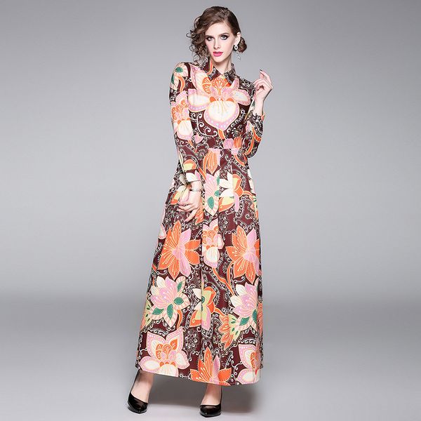 spring summer fall runway vintage floral print collar long sleeve women ladies casual party stylish a-line maxi beach dress, Black;gray
spring summer fall runway vintage floral print collar long sleeve women ladies casual party stylish a-line maxi beach dress, Black;gray