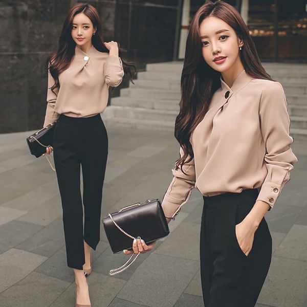 rs9yt 2020 korean socialite fashion new elegant stand collar and trousers set trousers shirt chiffon loose long sleeve women's pants su, Gray
rs9yt 2020 korean socialite fashion new elegant stand collar and trousers set trousers shirt chiffon loose long sleeve women's pants su, Gray