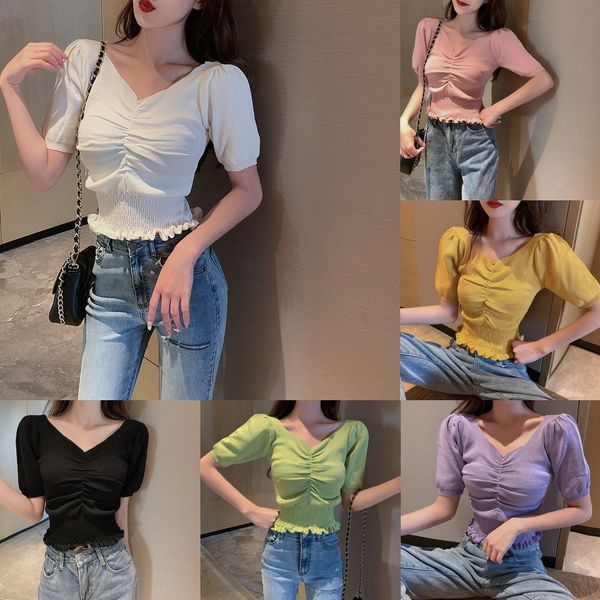 3cya7 summer 2020 new slim fit wqkuz short sleeve coat knitted t-shirt t-shirt solid color short pleated v-neck bottoming for women b, White;black
3cya7 summer 2020 new slim fit wqkuz short sleeve coat knitted t-shirt t-shirt solid color short pleated v-neck bottoming for women b, White;black