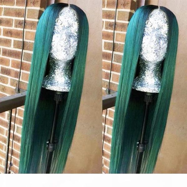 long dark roots green mixed color ombre two tone lace front synthetic wigs straight heat resistant hair pre plucked wig with baby hair, Black
long dark roots green mixed color ombre two tone lace front synthetic wigs straight heat resistant hair pre plucked wig with baby hair, Black