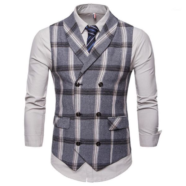 new classic plaid suit vest men slim fit double breasted vest waistcoat mens business wedding tuxedo gilet homme1, Black;white
new classic plaid suit vest men slim fit double breasted vest waistcoat mens business wedding tuxedo gilet homme1, Black;white