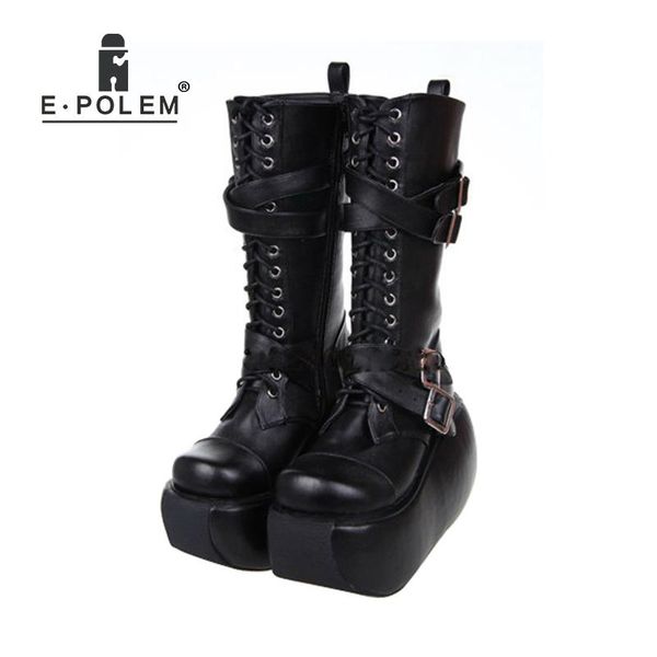 new lolita style black leather boots with thick-soled women lace-up platform boots gothic punk fashion female 7002
new lolita style black leather boots with thick-soled women lace-up platform boots gothic punk fashion female 7002