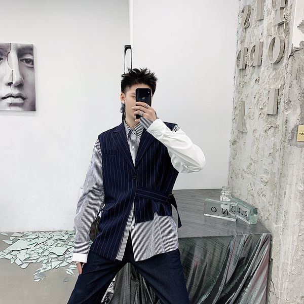 2021 new personality loosens thin shirt set of two male fashion pieces long korean sleeve beautiful trend. vt0q, Black
2021 new personality loosens thin shirt set of two male fashion pieces long korean sleeve beautiful trend. vt0q, Black