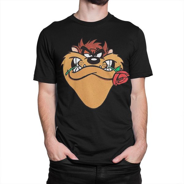 taz with rose , tasmanian devil looney tunes shirt, all sizes cartoon men new fashion hoodie designers t shirts sweatshirt