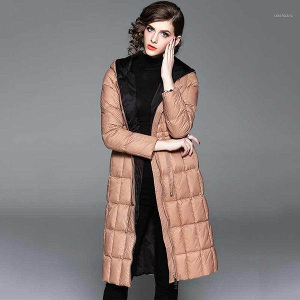 women hooded long duck down jacket female fashion warm coat lady european and american long sleeve thickened down clothes1, Black
women hooded long duck down jacket female fashion warm coat lady european and american long sleeve thickened down clothes1, Black