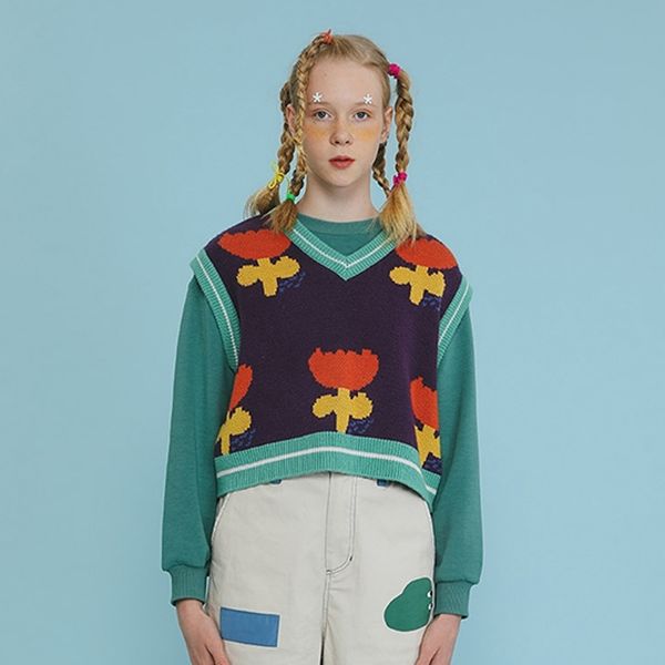 casual autumn winter design lovely flower women short kitted vest v neck loose sleeveless pullovers sweaters jumpers pretty y201128, Black;white
casual autumn winter design lovely flower women short kitted vest v neck loose sleeveless pullovers sweaters jumpers pretty y201128, Black;white