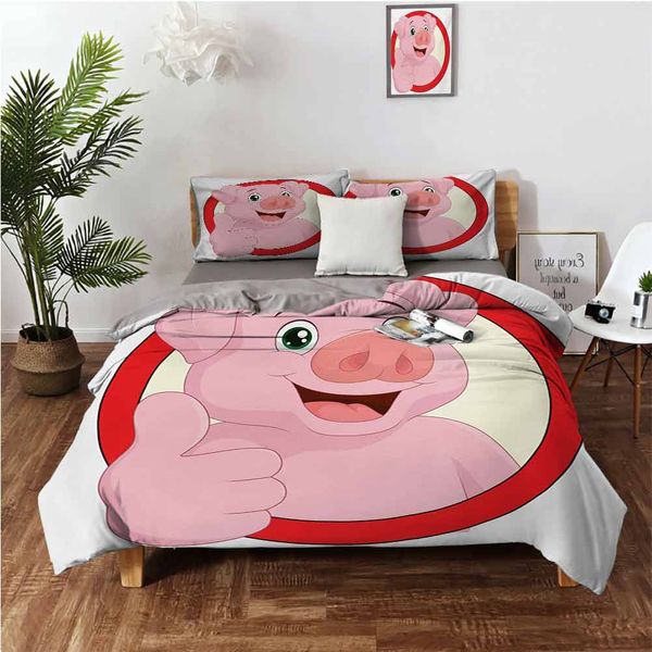 pig mascot with thumbs up animal illustration with a circular framebedding 3-piece set
pig mascot with thumbs up animal illustration with a circular framebedding 3-piece set