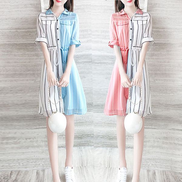 2020 women's summer short sleeve lapel with waist closing for thin temperament 2020 women's summer short sleeve lapel dress dress, Black;gray
2020 women's summer short sleeve lapel with waist closing for thin temperament 2020 women's summer short sleeve lapel dress dress, Black;gray