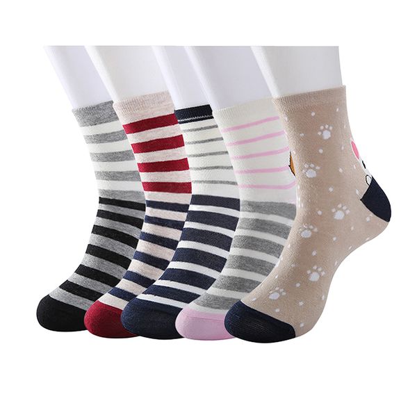 5 pairs/lot cartoon elastic cute funny stpried animal woman socks set women dog cat print for girl gift, Black;white
5 pairs/lot cartoon elastic cute funny stpried animal woman socks set women dog cat print for girl gift, Black;white