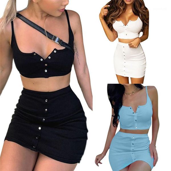 summer tracksuit 2020 women set spaghetti strap button crop and mini skirts suit sport women's suits fitness two piece sets1, White
summer tracksuit 2020 women set spaghetti strap button crop and mini skirts suit sport women's suits fitness two piece sets1, White
