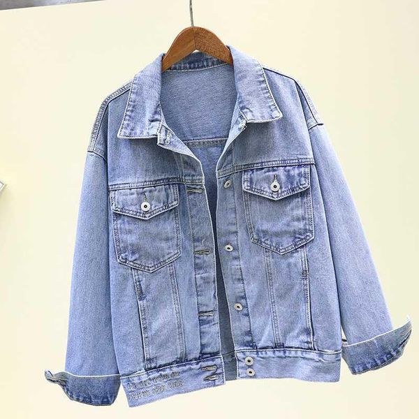 women's jackets 2021 vintage letter embroidery plus size washed light blue denim jacket autumn korean women casual cowboy coat ropa de, Black;brown
women's jackets 2021 vintage letter embroidery plus size washed light blue denim jacket autumn korean women casual cowboy coat ropa de, Black;brown