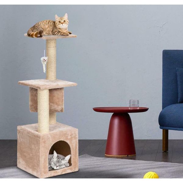 36" cat tree bed furniture scratching tower post condo kitten pet house beige
36" cat tree bed furniture scratching tower post condo kitten pet house beige