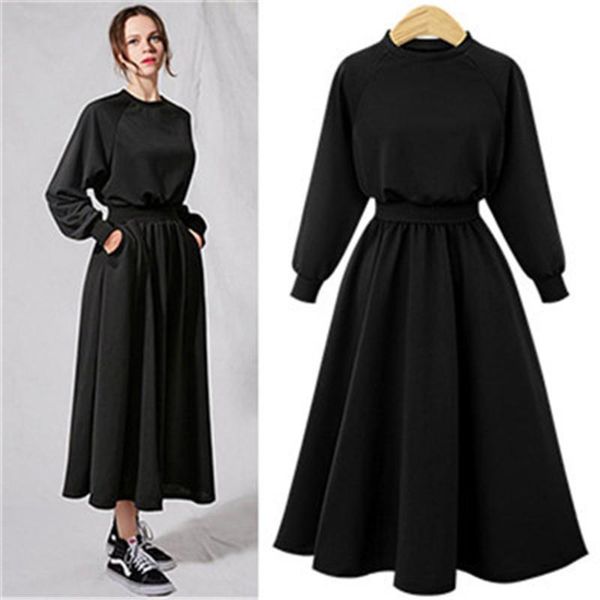 autumn winter retro women dress plus size black solid color casual loose o-neck long sleeve tunic long dresses female vestidos, Black;gray
autumn winter retro women dress plus size black solid color casual loose o-neck long sleeve tunic long dresses female vestidos, Black;gray
