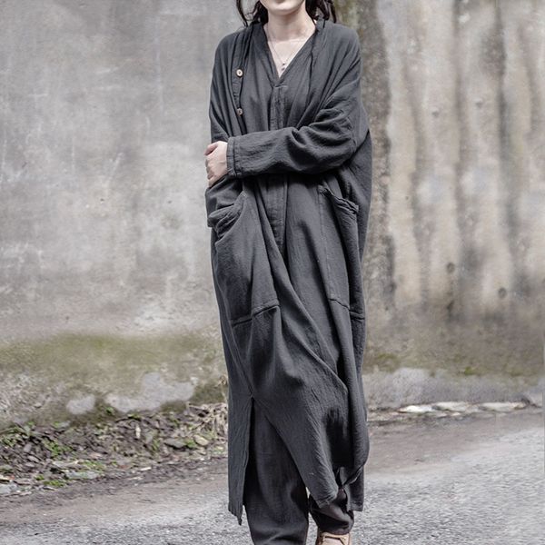 johnature women maxi coat trench vintage 2020 autumn new pockets long sleeve 5 colour large size women clothes long trench linen 1028, Tan;black
johnature women maxi coat trench vintage 2020 autumn new pockets long sleeve 5 colour large size women clothes long trench linen 1028, Tan;black