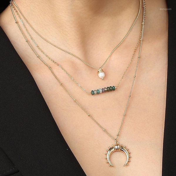 green natural stone multi-layered crescent pendant simple and fresh necklace niche design jewelry for women chain on the neck1, Silver
green natural stone multi-layered crescent pendant simple and fresh necklace niche design jewelry for women chain on the neck1, Silver