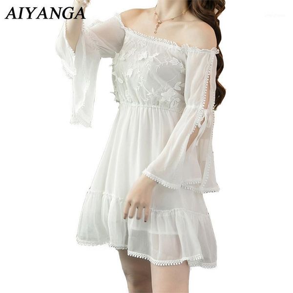 chiffon dress women summer 2020 slash neck flare sleeve white dresses solid high waist beach women's vestidos1, Black;gray
chiffon dress women summer 2020 slash neck flare sleeve white dresses solid high waist beach women's vestidos1, Black;gray